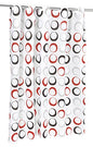 Royal Bath Easy On (No Hooks Needed) Fabric Shower Curtain (70 inch  x 72 inch ) with Built in Hooks - Black/Multi Colored Circles