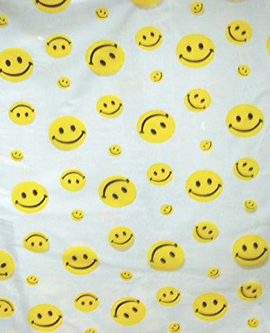 Royal Bath 5 Gauge Vinyl Print Shower Curtain Liner (72 inch  x 72 inch ) - Happy Face