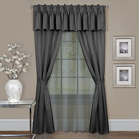 Ben&Jonah Collection Claire 6 Pc Window Curtain Set - 55x84 - Charcoal