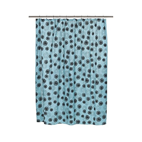 Park Avenue Deluxe Collection Park Avenue Deluxe Collection  inch Vienna inch  Fabric Shower Curtain with Poly Taffeta Flocking in Blue/Black