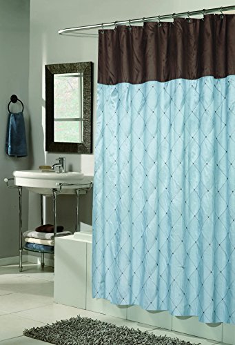 BenandJonah Collection Fabric Shower Curtain 70 x 72 inch  Diamond Design Balmoral Black/Taupe