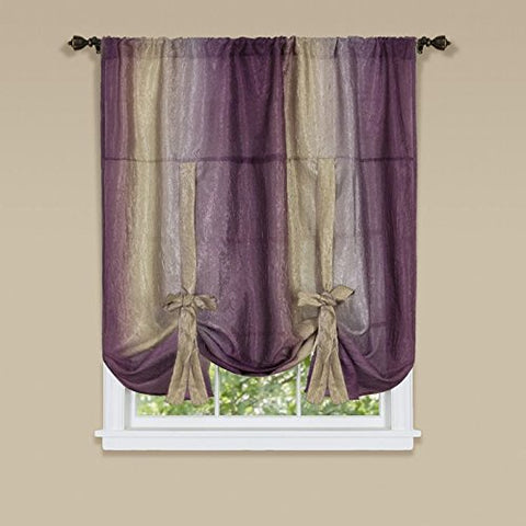 Park Avenue Collection Ombre Tie Up Shade 50x63 - Aubergine