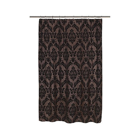 Park Avenue Deluxe Collection  inch Regal inch  Fabric Shower Curtain with Poly Taffeta Flocking in Black/Brown