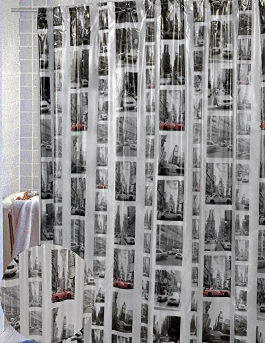 Royal Bath 5 Gauge Vinyl Print Shower Curtain Liner (72 inch  x 72 inch ) - New York City