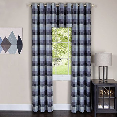 Ben&Jonah Collection Harvard - Window Curtain Panel w/6 Grommets - 42x63 Blue