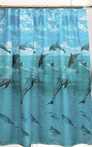 BenandJonah Collection Fabric Shower Curtain 70 x 72 inch  Dolphin