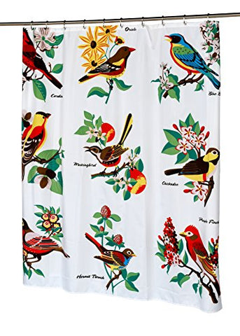 BenandJonah Collection Fabric Shower Curtain 70 x 72 inch  Aviary Bird Lovers Audubon