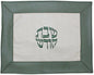 Ben and Jonah Challah Cover Vinyl- Faux Croc Skin Ivory Center with Green Border