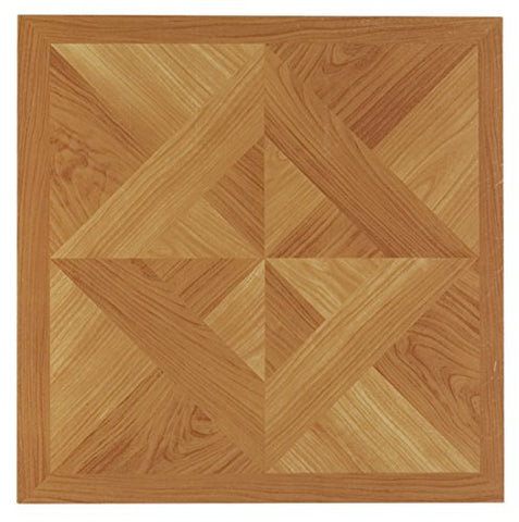 Roman Palace Collection 20 Pack of 12 inch  x 12 inch  Self Adhesive High Gloss (No Wax) Finish 1.2mm Thick Vinyl Tiles - Classic Light Oak Diamond Parquet