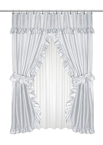 Park Avenue Deluxe Collection Park Avenue Deluxe Collection  inch Lauren inch  Double Swag Shower Curtain Silver