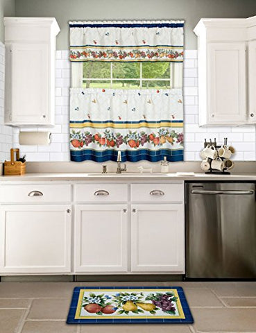 Ben&Jonah Collection Fruity Tiles Tier and Valance Window Curtain Set - 58x36 - Multi