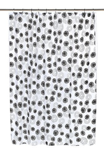 New Year's Fireworks Vienna Desing Fabric Shower Curtain with Poly Taffeta Flocking in Black/White Size: 70 inch  x 72 inch 