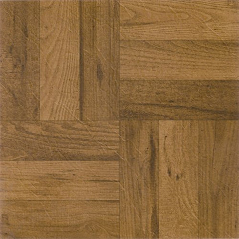 Roman Palace Collection 20 Pack of 12 inch  x 12 inch  Self Adhesive High Gloss (No Wax) Finish 1.2mm Thick Vinyl Tiles - 3 Finger Med. Oak Parquet