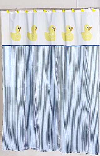 BenandJonah Collection Fabric Shower Curtain 70 x 72 inch  Yellow Rubber Ducky