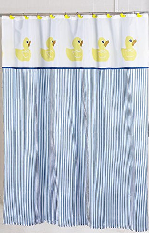 BenandJonah Collection Fabric Shower Curtain 70 x 72 inch  Yellow Rubber Ducky