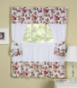 Ben&Jonah Collection Wisteria Embellished Cottage Window Curtain Set - 58x24 Tailored Tier Pair/58x36 Tailored Topper with attached swaggers and tiebacks. - Rose