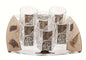 Cheers Collection Liquor Set with 6 Glasses And Tray Tulip - Brown - Tray 8 inch  X 8 inch  - Cup 2 inch  H