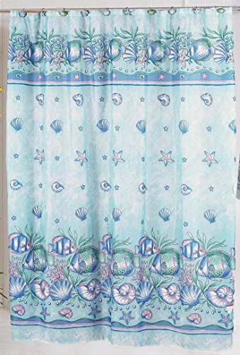 BenandJonah Collection Fabric Shower Curtain 70 x 72 inch  Sea Life