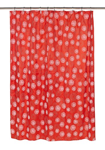 New Year's Fireworks Vienna Desing Fabric Shower Curtain with Poly Taffeta Flocking in White/Red Size: 70 inch  x 72 inch 