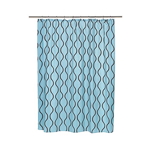 Park Avenue Deluxe Collection Park Avenue Deluxe Collection  inch Geneva inch  Fabric Shower Curtain with Poly Taffeta Flocking in Chocolate/Blue