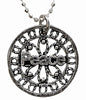 Silver Necklace With Shalom/Peace Pendant - Chain 16 inch  Pendant 5/8 inch  D