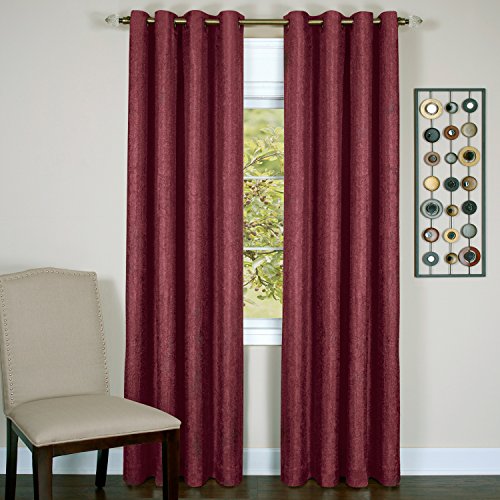 Ben&Jonah Collection Taylor - Lined Grommet Window Curtain Panel - 50x84 Burgundy