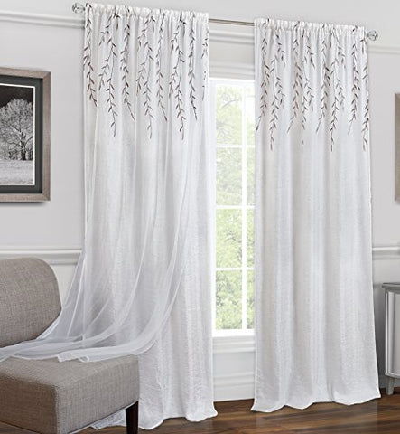 Ben&Jonah Collection Willow Rod Pocket Window Curtain Panel - 42x84 - White