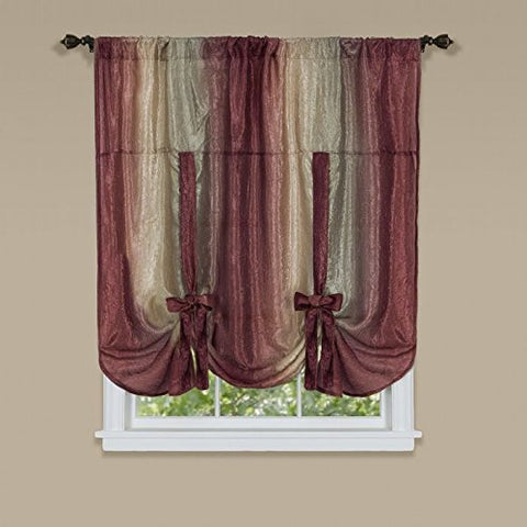 Park Avenue Collection Ombre Tie Up Shade 50x63 - Burgundy