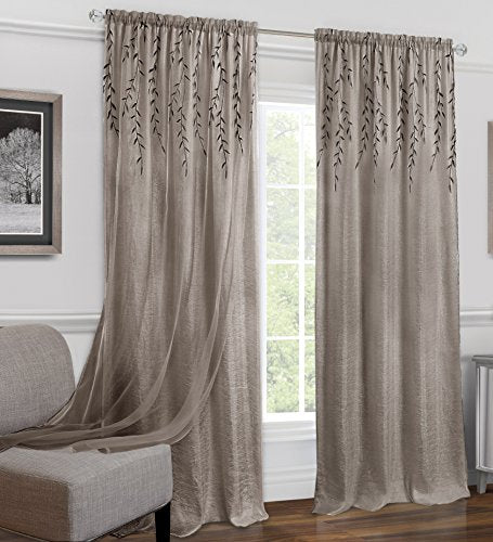 Ben&Jonah Collection Willow Rod Pocket Window Curtain Panel - 42x84 - Toffee