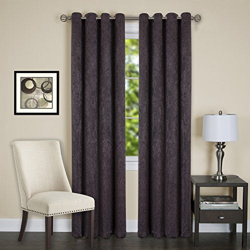 Lorraine Set of 2 Room Darkening Energy Efficient Blackout Curtain Panels (52 inch  x 84 inch ) with 8 Grommets - Chocolate