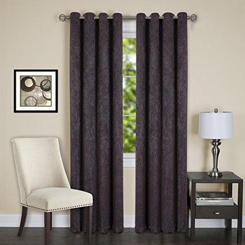 Lorraine Room Darkening Energy Efficient Blackout Curtain Panel (52 inch  x 84 inch ) with 8 Grommets - Chocolate