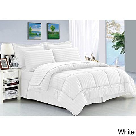 Cozy Home Down Alternative 8 Piece Embossed Comforter Set - White (Queen)