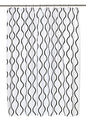 BenandJonah Collection Fabric Shower Curtain 70 x 72 inch  Curvy Lines Geneva Black/White