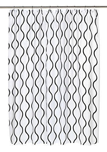 Royal Bath Squiggly Lines Geneva Fabric Shower Curtain with Poly Taffeta Flocking in Black/White Size: 70 inch  x 72 inch 