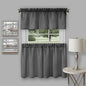 Ben&Jonah Collection Richmond Window Kitchen Curtain Tier Pair and Valance Set - 58 x 36/58x14 - Black
