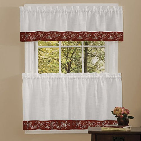 Park Avenue Collection Oakwood 58x14 Valance - Burgundy