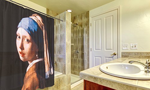 Royal Bath Coquete Girl with the Pearl Earring Fabric Shower Curtain Size: 70 inch  x 72 inch 