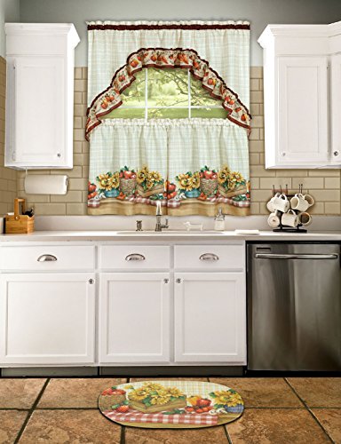 Ben&Jonah Collection Farmer's Market - Printed Tier and Swag Window Curtain Set - 57x24 - Multi