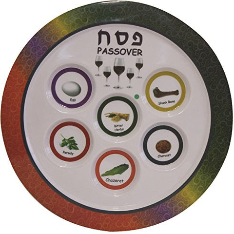 Ben and Jonah Melamine Colorful Seder Plate Round -12 inch D