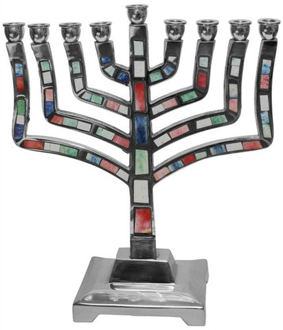 Lamp Lighters Ultimate Judaica Menorah Pewter Multi-color - 9 inch H