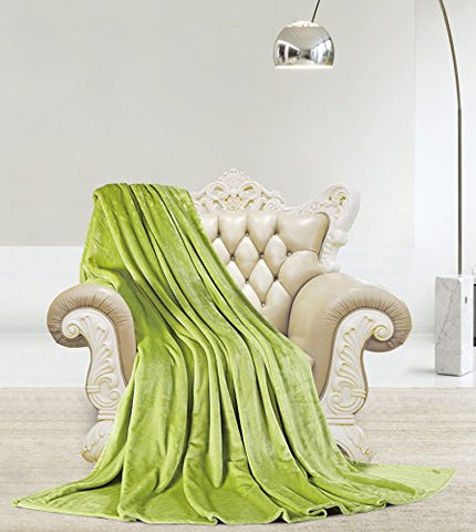 Ultra Lush Shiny Velvet Queen Size Microplush Blanket (90 inch  x 90 inch ) - Grass Green