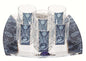 Cheers Collection Liquor Set with 6 Glasses And Tray Applique - Blue - Tray 8 inch  X 8 inch  - Cup 2 inch  H