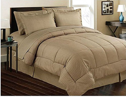 Cozy Home Down Alternative 8 Piece Embossed Comforter Set - Mocha (King)