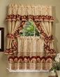 Park Avenue Collection Sunflower Cottage Set - 57x36 Tier Pair/57x36 Ruffled Topper with attached valance and tiebacks. - Antique