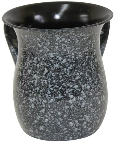 Ultimate Judaica Wash Cup Stainless Steel Black Marble - 5.5 inch H