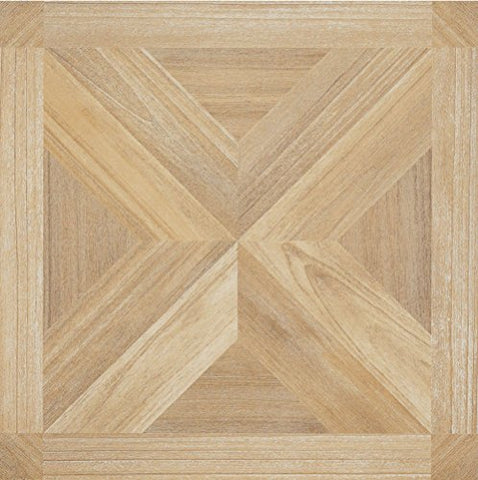 Roman Palace Collection 20 Pack of 12 inch  x 12 inch  Self Adhesive High Gloss (No Wax) Finish 1.2mm Thick Vinyl Tiles - Maple X Parquet