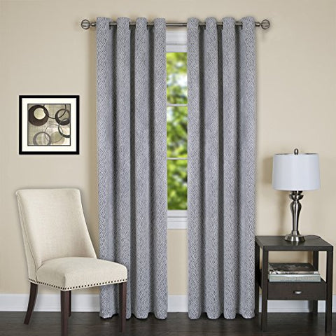 Lorraine Room Darkening Energy Efficient Blackout Curtain Panel (52 inch  x 84 inch ) with 8 Grommets - Silver