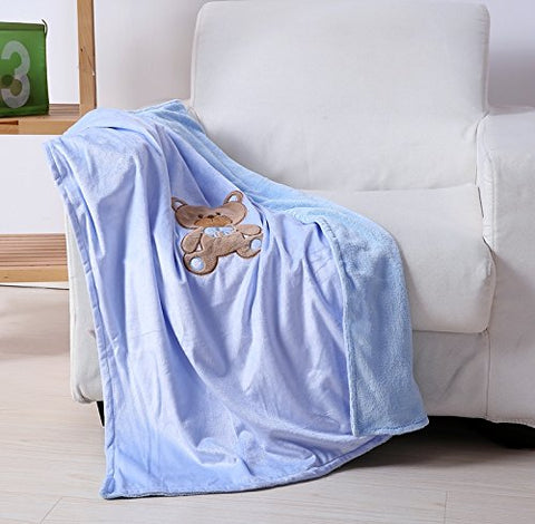 Ultra Soft Teddy Baby Blanket (30 inch  x 40 inch ) - Blue