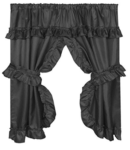 Park Avenue Deluxe Collection Park Avenue Deluxe Collection  inch Lauren inch  Window Curtain with Ruffled Valance Black