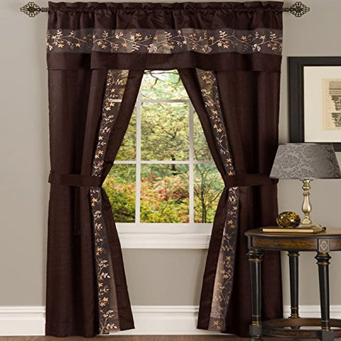 Ben&Jonah Collection Fairfield 5 Piece Window Curtain Set - 55x63 - Chocolate